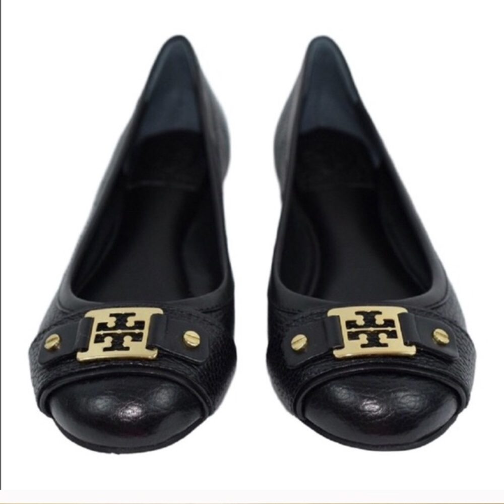 Tory Burch Black Leather Clines Ballet Flat